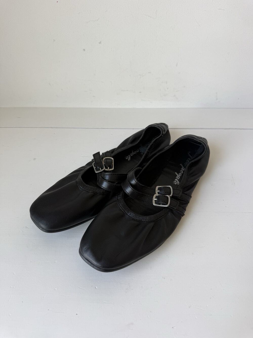 FREE PEOPLE GEMINI BLACK MARY JANE BALLET LEATHER FLATS WOMEN'S SIZE 9